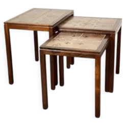 Tables gigognes danoises en palissandre et céramique par Willy Ryomgard, Mo