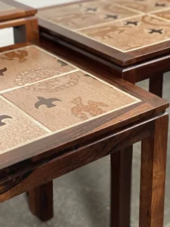 Tables gigognes danoises en palissandre et céramique par Willy Ryomgard, Mo
