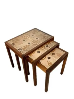 Tables gigognes danoises en palissandre et céramique par Willy Ryomgard, Mo