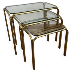 Tables gigognes doré 1970
