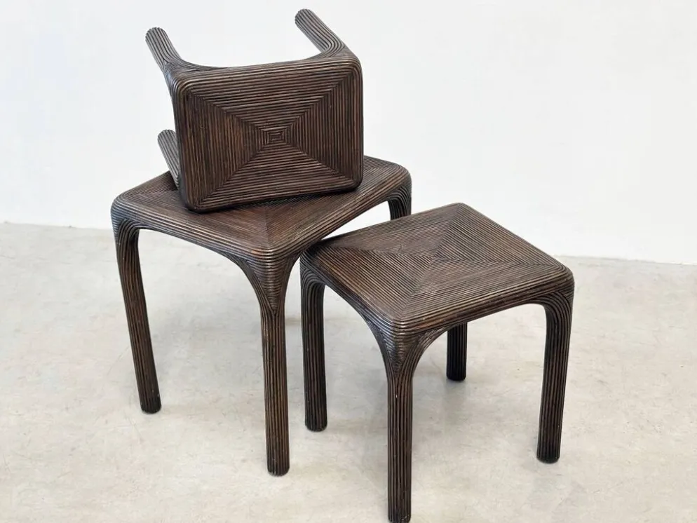Tables gigognes en bambou, 1970