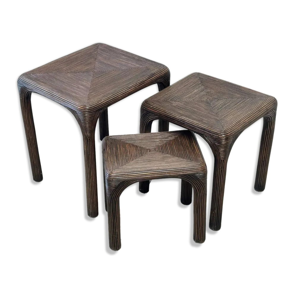 Tables gigognes en bambou, 1970