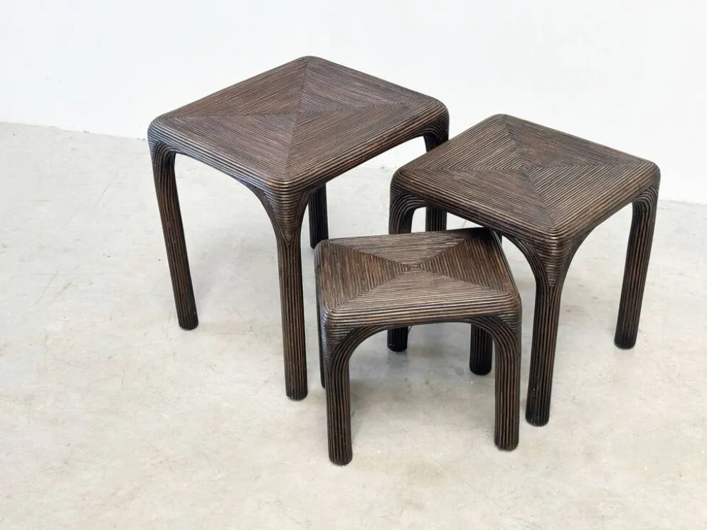Tables gigognes en bambou, 1970
