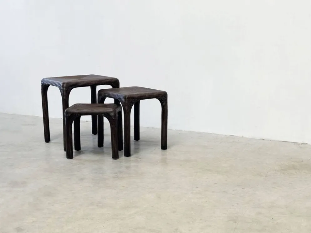 Tables gigognes en bambou, 1970
