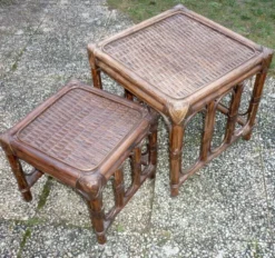 Tables gigognes en bambou et rotin