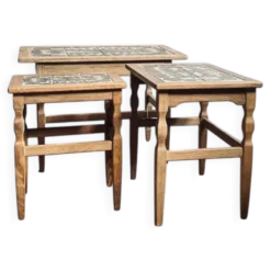 3 tables gigognes en chêne de Henning Kjærnulf pour EG Kvalitets, Danemark, années 1960