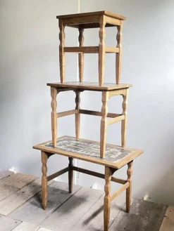 3 tables gigognes en chêne de Henning Kjærnulf pour EG Kvalitets, Danemark, années 1960