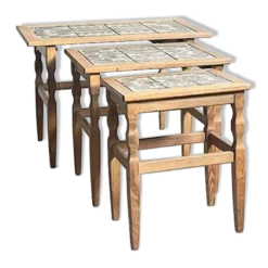 3 tables gigognes en chêne de Henning Kjærnulf pour EG Kvalitets, Danemark, années 1960
