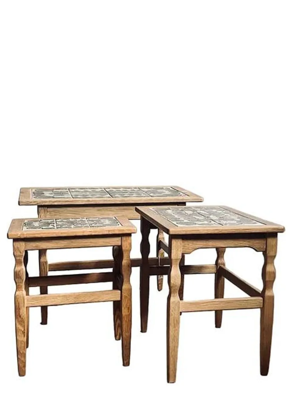 3 tables gigognes en chêne de Henning Kjærnulf pour EG Kvalitets, Danemark, années 1960