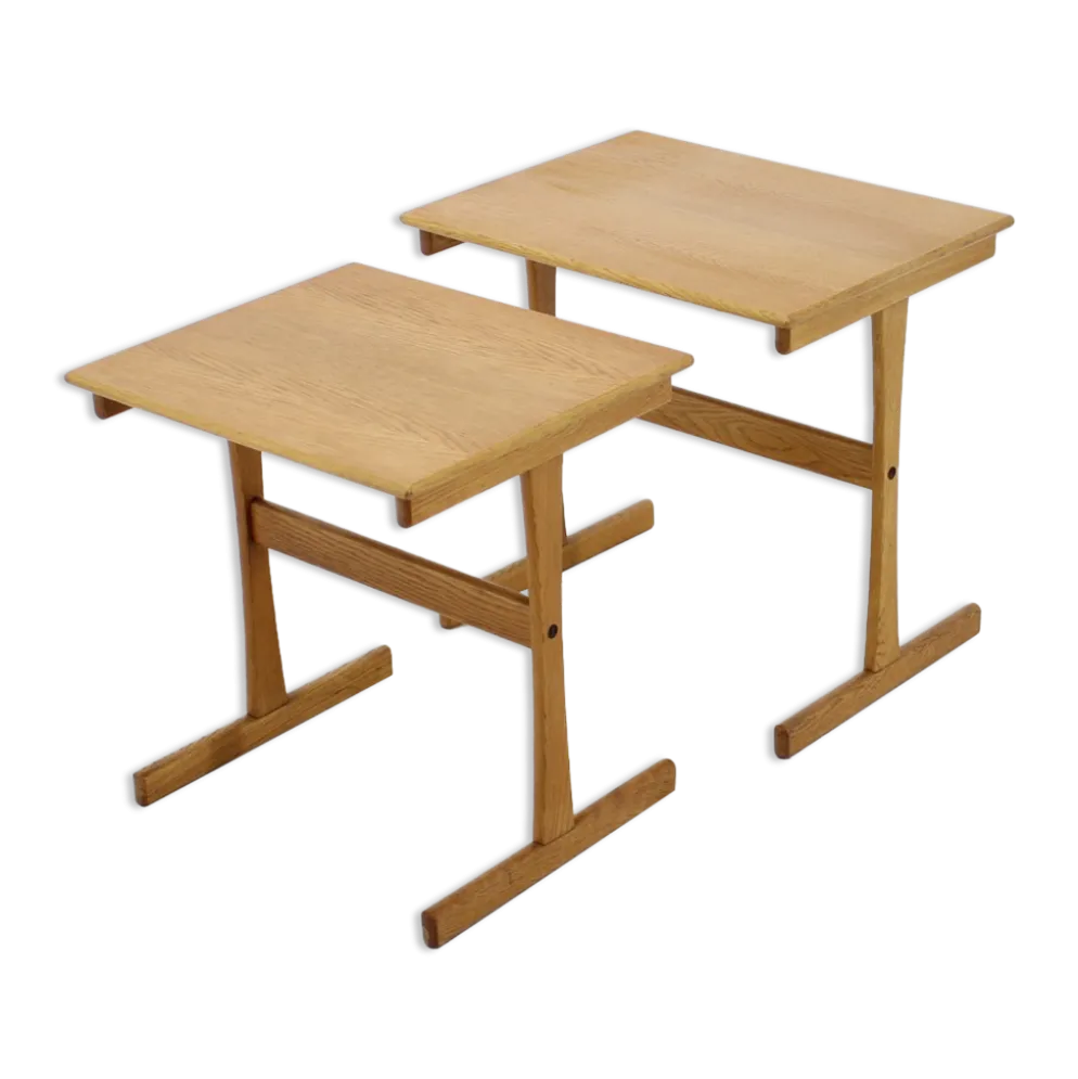 Tables gigognes en chêne des années 1960 Danemark