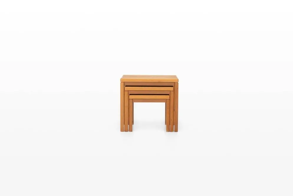 Tables gigognes en chêne vintage par Van Den Berghe Pauvers, années 1970, ensemble de 3