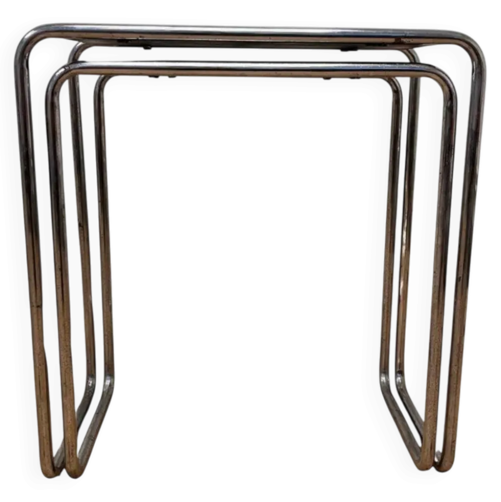 Tables gigognes en chrome Bauhaus B9, Marcel Breuer, années 1930