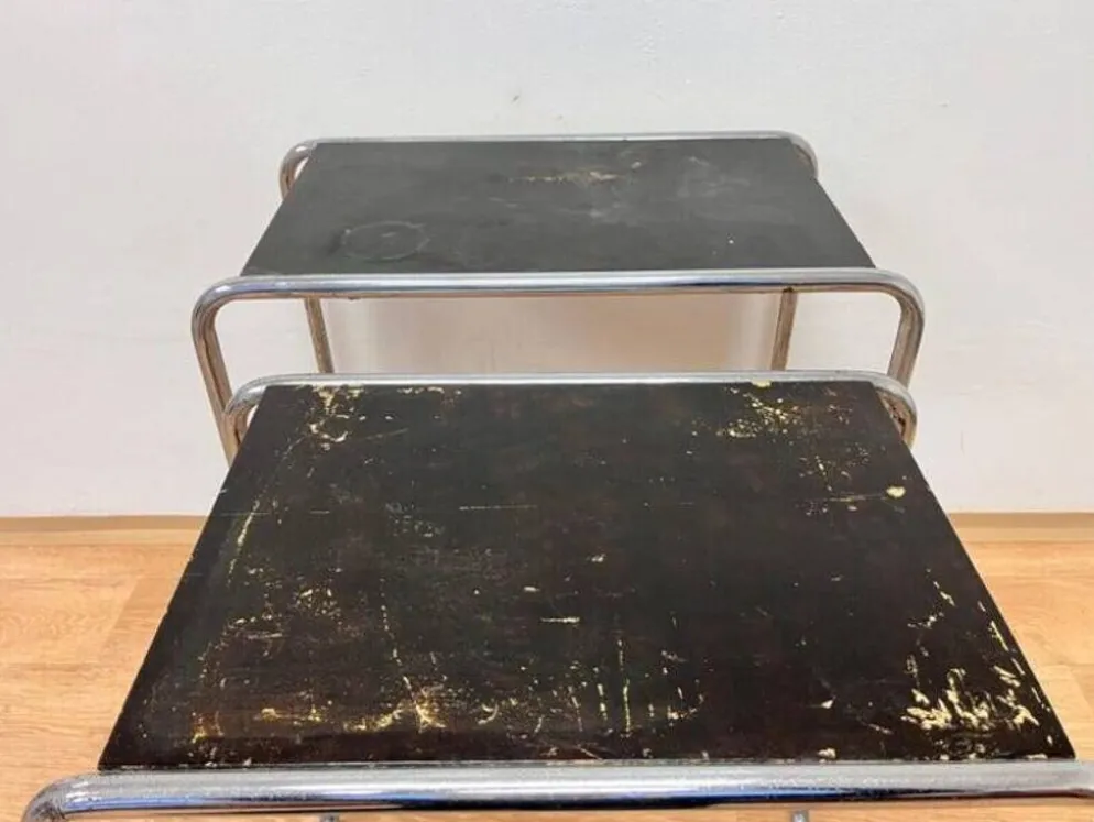Tables gigognes en chrome Bauhaus B9, Marcel Breuer, années 1930