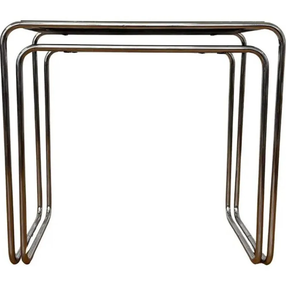 Tables gigognes en chrome Bauhaus B9, Marcel Breuer - Licence Thonet Mucke Melder.