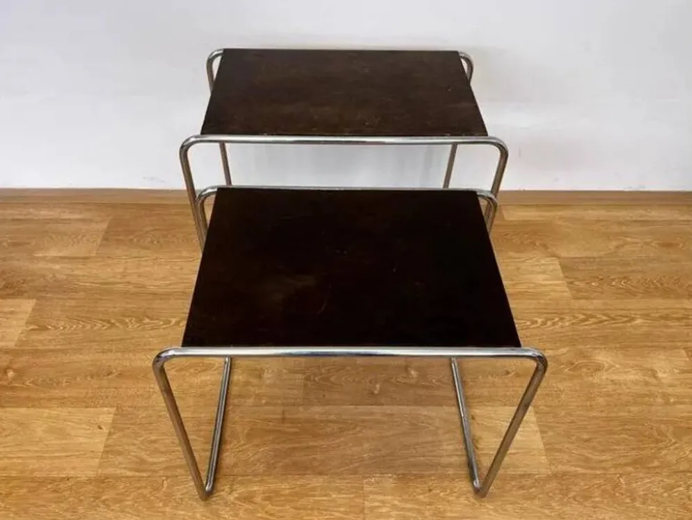 Tables gigognes en chrome Bauhaus B9, Marcel Breuer - Licence Thonet Mucke Melder.