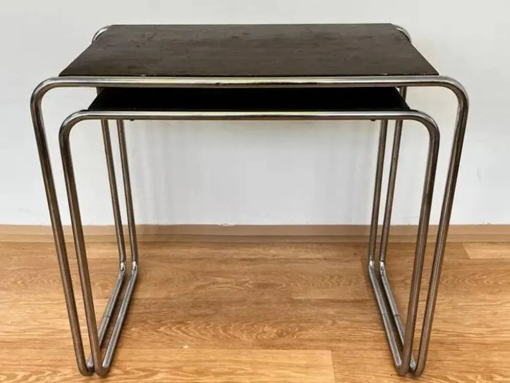 Tables gigognes en chrome Bauhaus B9, Marcel Breuer - Licence Thonet Mucke Melder.