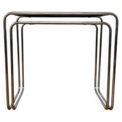Tables gigognes en chrome Bauhaus B9, Marcel Breuer - Licence Thonet Mucke Melder.