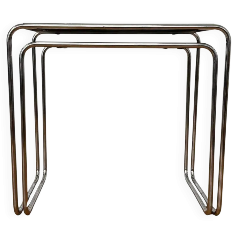 Tables gigognes en chrome Bauhaus B9, Marcel Breuer - Licence Thonet Mucke Melder.