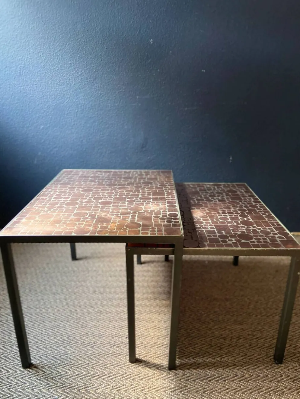 Tables gigognes en cuivre par Herbert Hirche pour Rosenthal, Allemagne, années 1970