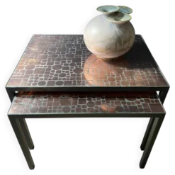 Tables gigognes en cuivre par Herbert Hirche pour Rosenthal, Allemagne, années 1970