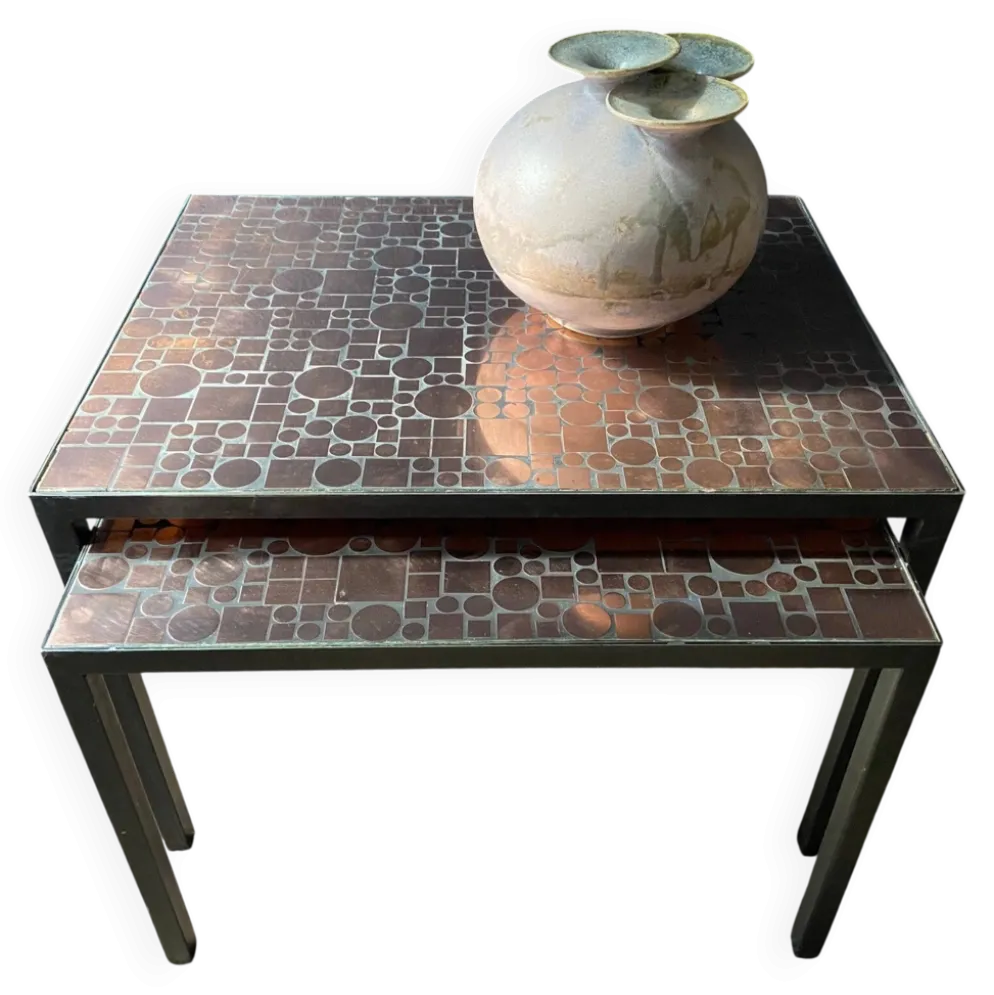 Tables gigognes en cuivre par Herbert Hirche pour Rosenthal, Allemagne, années 1970
