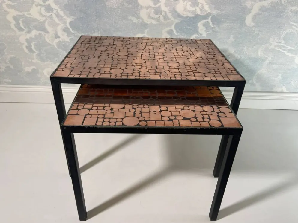 Tables gigognes en cuivre par Herbert Hirche pour Rosenthal, Allemagne, années 1970