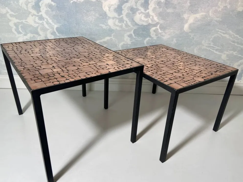 Tables gigognes en cuivre par Herbert Hirche pour Rosenthal, Allemagne, années 1970