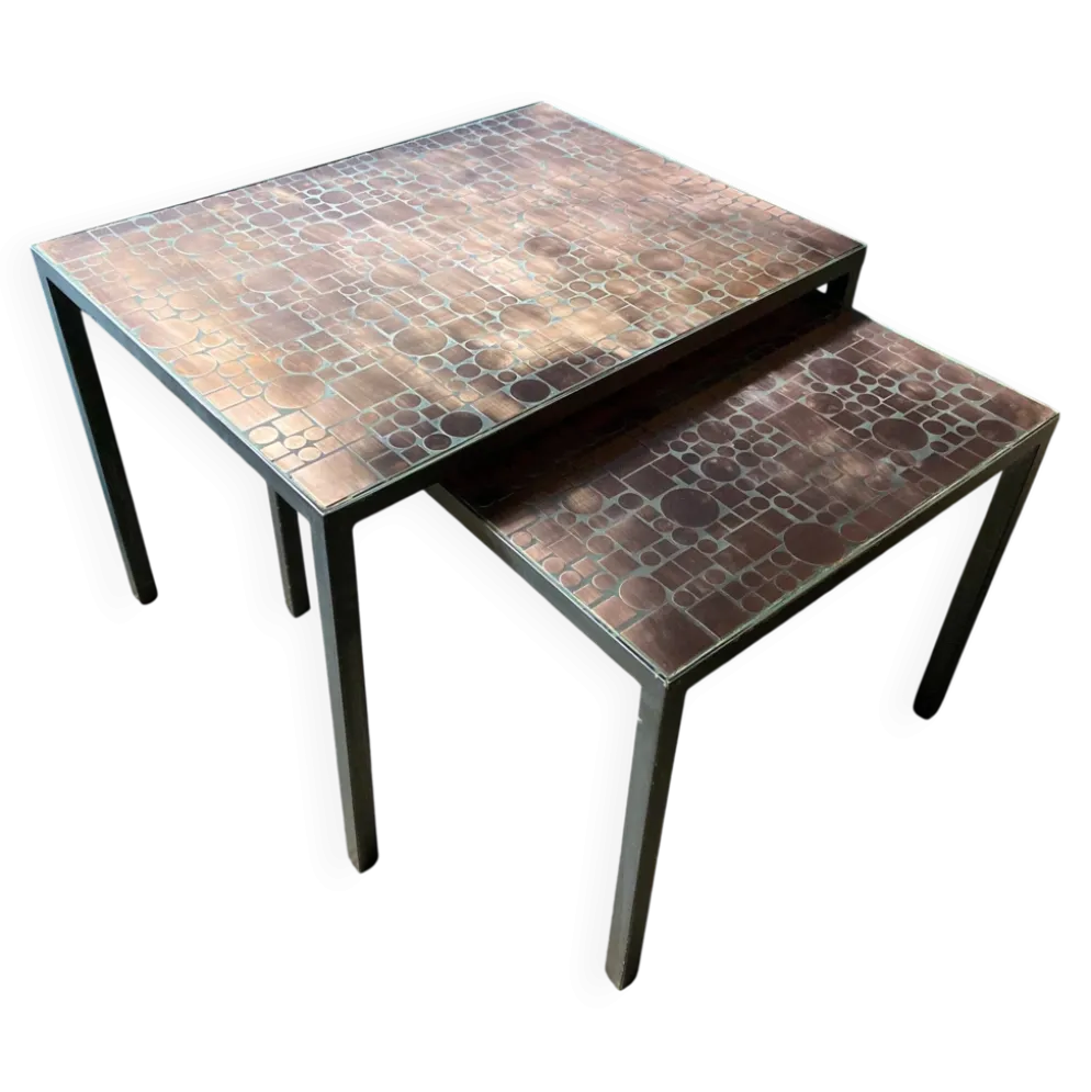 Tables gigognes en cuivre par Herbert Hirche pour Rosenthal, Allemagne, années 1970