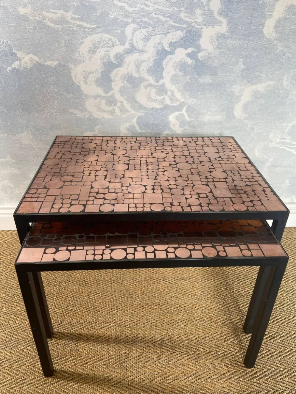Tables gigognes en cuivre par Herbert Hirche pour Rosenthal, Allemagne, années 1970