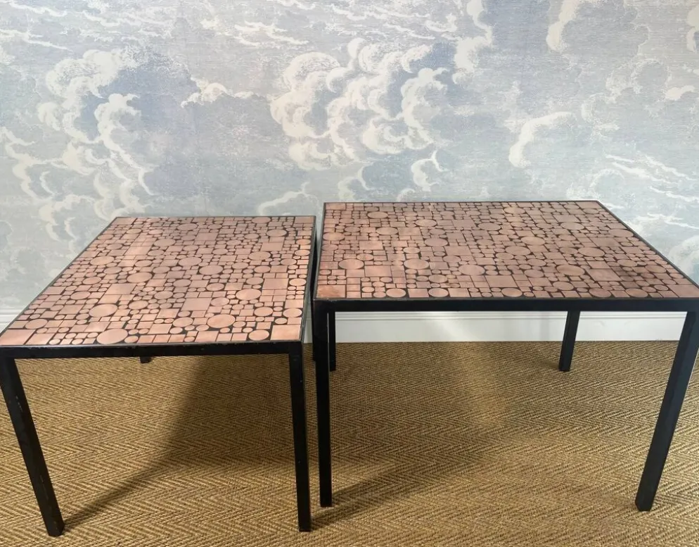 Tables gigognes en cuivre par Herbert Hirche pour Rosenthal, Allemagne, années 1970