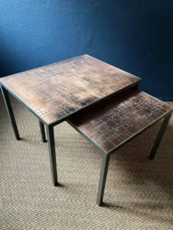 Tables gigognes en cuivre par Herbert Hirche pour Rosenthal, Allemagne, années 1970