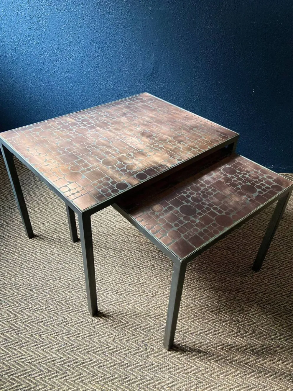 Tables gigognes en cuivre par Herbert Hirche pour Rosenthal, Allemagne, années 1970