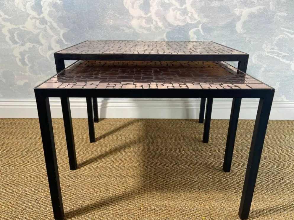 Tables gigognes en cuivre par Herbert Hirche pour Rosenthal, Allemagne, années 1970