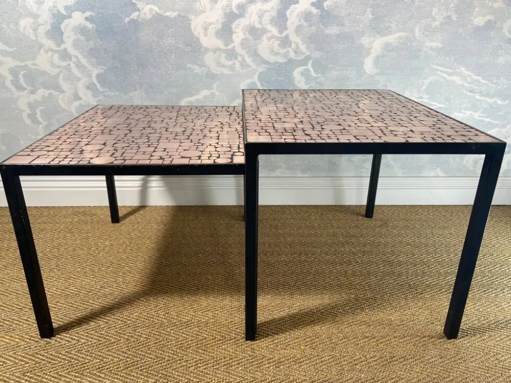 Tables gigognes en cuivre par Herbert Hirche pour Rosenthal, Allemagne, années 1970