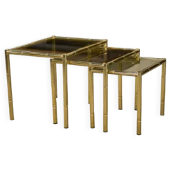 Tables gigognes en laiton imitation bambou 1980’s