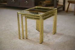 Tables gigognes en laiton imitation bambou 1980’s