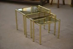 Tables gigognes en laiton imitation bambou 1980’s