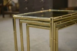 Tables gigognes en laiton imitation bambou 1980’s