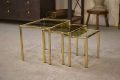Tables gigognes en laiton imitation bambou 1980’s