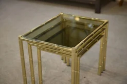 Tables gigognes en laiton imitation bambou 1980’s
