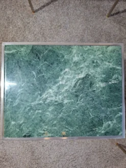 Tables gigognes en marbre vert et metal-dans le gout de maison Jansen- annees 1970