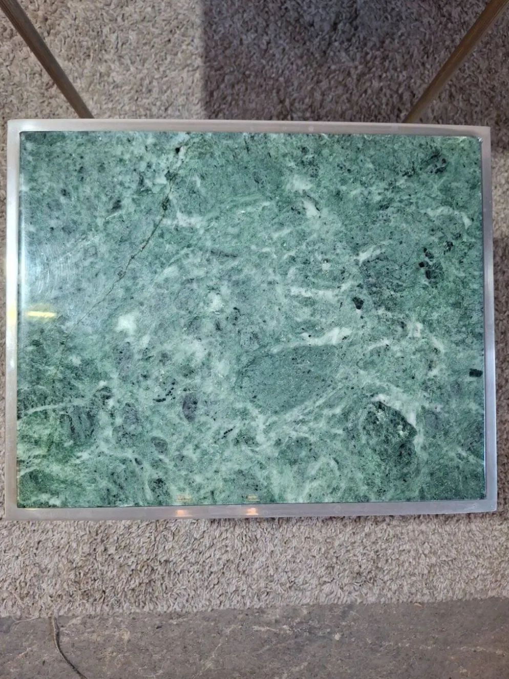 Tables gigognes en marbre vert et metal-dans le gout de maison Jansen- annees 1970