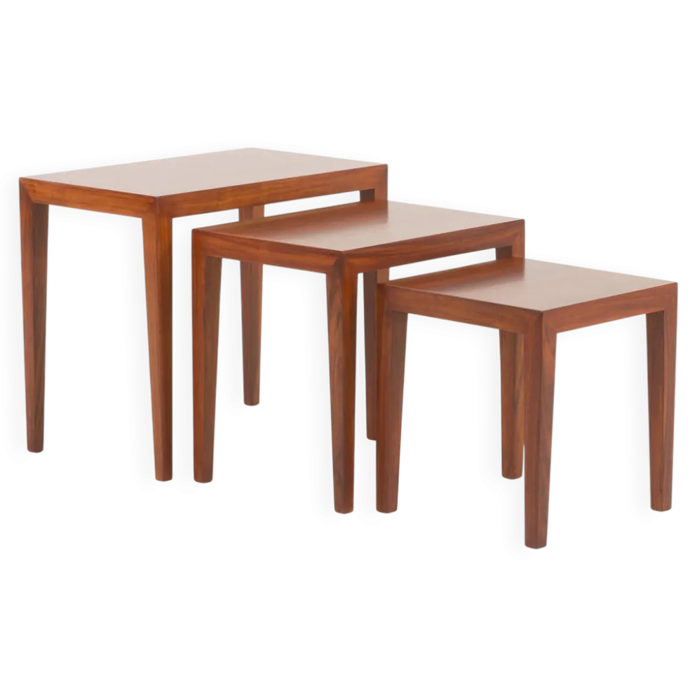 Tables gigognes en palissandre Severin Hansen, Haslev, Danemark, années 1960. Lot de 3