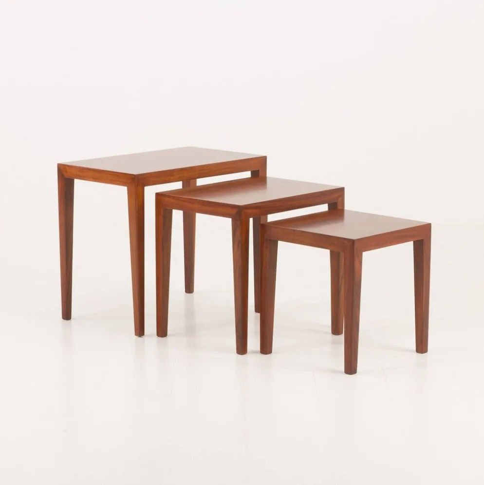 Tables gigognes en palissandre Severin Hansen, Haslev, Danemark, années 1960. Lot de 3
