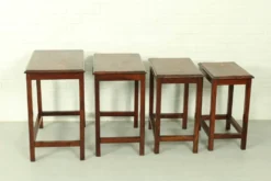 Tables gigognes en palissandre italien avec incrustation de cuivre