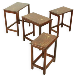 Tables gigognes en palissandre italien avec incrustation de cuivre