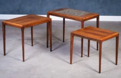 Tables Gigognes en Palissandre avec Carrelage par Johannes Andersen pour CFC Silkeborg, Danemark, 1960s, Set de 3