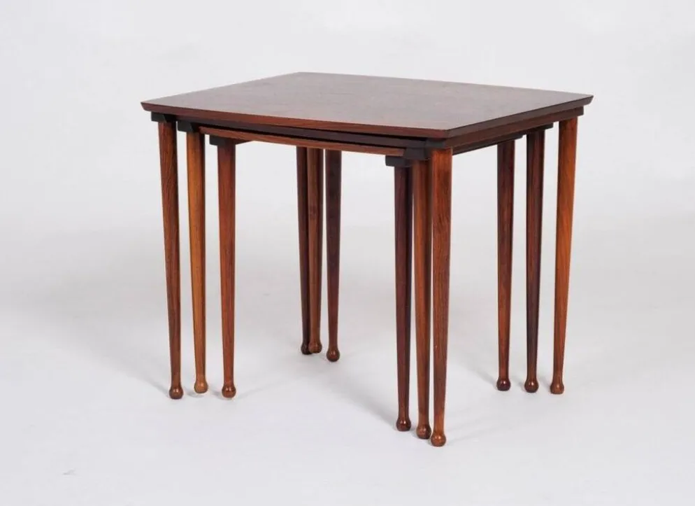 Tables Gigognes en Palissandre de Møbel Intarsia, Danemark, 1960s, Set de 3