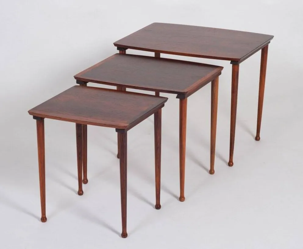 Tables Gigognes en Palissandre de Møbel Intarsia, Danemark, 1960s, Set de 3