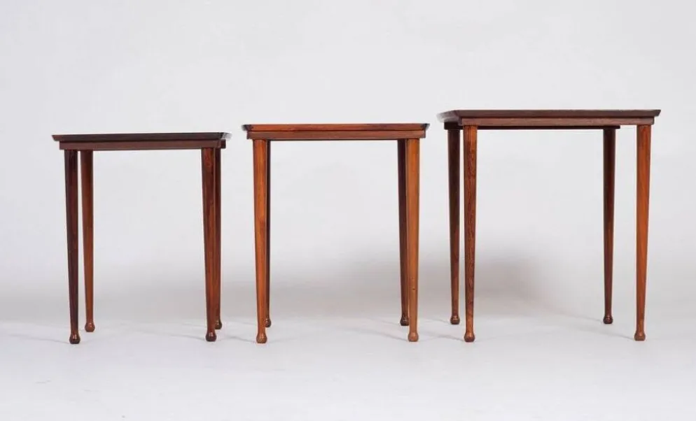 Tables Gigognes en Palissandre de Møbel Intarsia, Danemark, 1960s, Set de 3